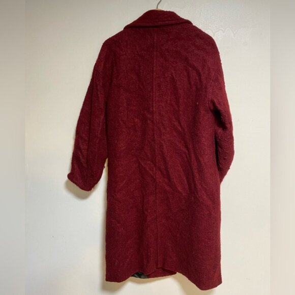 Cleo Petites Burgundy Oversized Wool-Blend Knee-Length Cocoon Coat — Size S/P - Picture 9 of 9